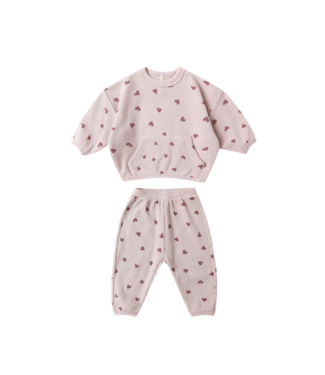 Quincy Mae Lilac Hearts Waffle Slouch Set