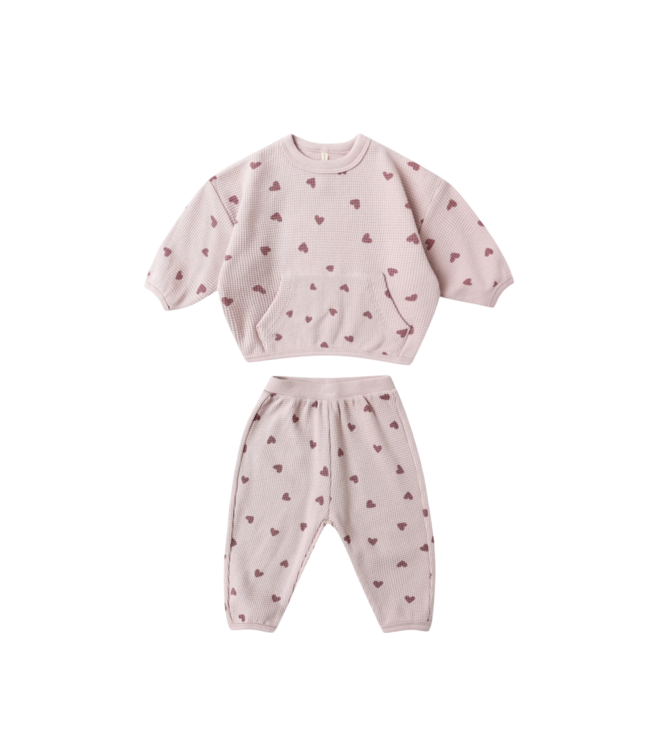 Quincy Mae Lilac Hearts Waffle Slouch Set