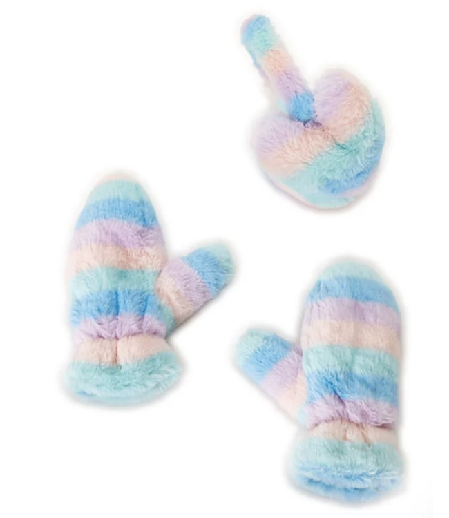 cupcakes & cartwheels Pastel Ombre Soft Heart Earmuffs and Mitten Set