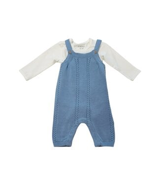 Blue/Cream Knit Overall Romper