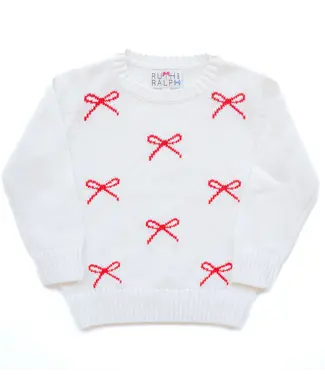 Ruth and Ralph Red & White Bows Knit Sweater