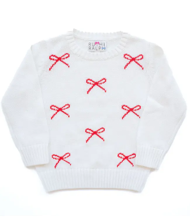 Ruth and Ralph Red & White Bows Knit Sweater