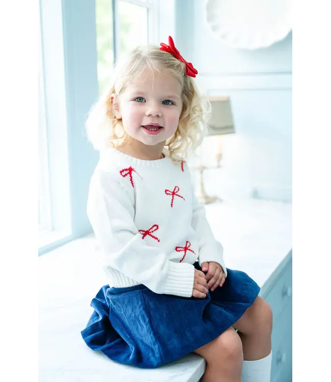 Ruth and Ralph Red & White Bows Knit Sweater