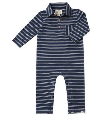 Me & Henry Navy Stripe Kingston Polo Romper