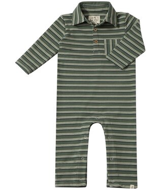 Me & Henry Green Stripe Kingston Polo Romper