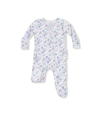 Angel Dear Country Girl Floral 2 Way Zip Ruffle Back Footie