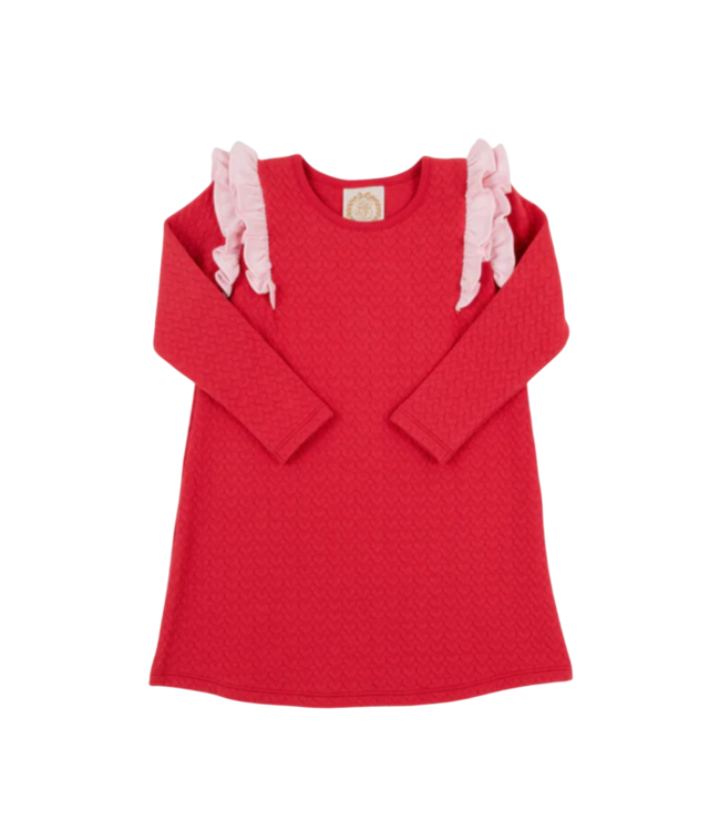 Beaufort Bonnet Richmond Red/Palm Beach Pink L/S Ruehling Ruffle Dress-Quilted