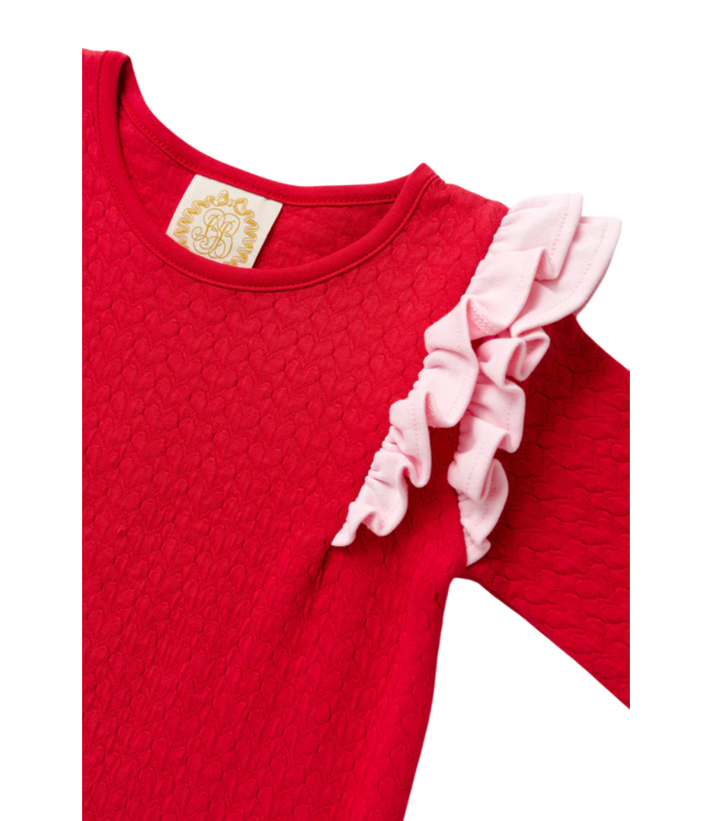 Beaufort Bonnet Richmond Red/Palm Beach Pink L/S Ruehling Ruffle Dress-Quilted