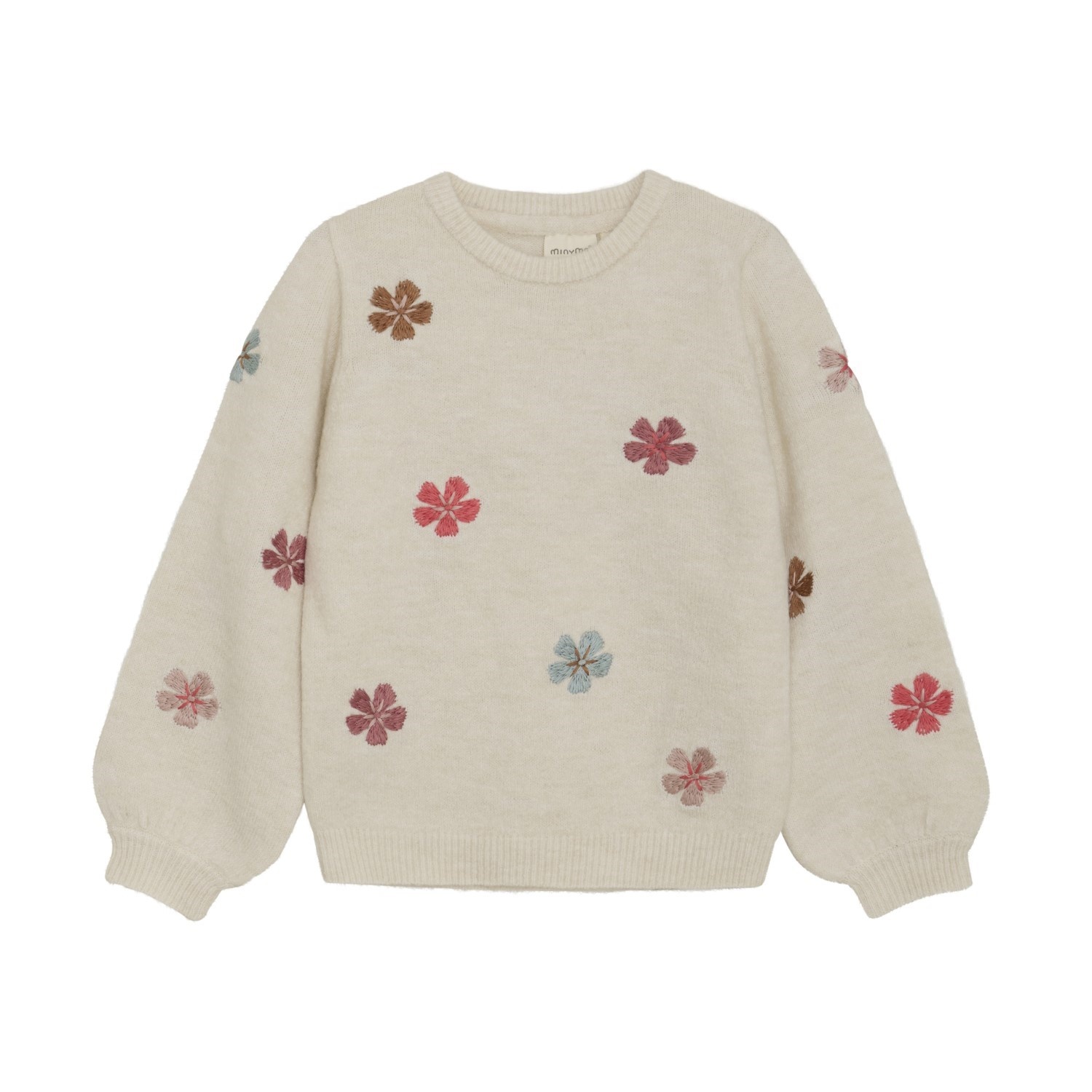 Minymo Embroidered Flower Pullover Knit Sweater - Sandshell main image 1
