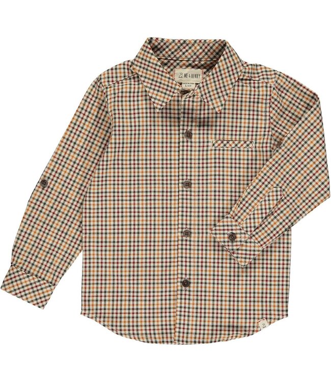 Me & Henry Navy/Gold Plaid Atwood Woven Shirt