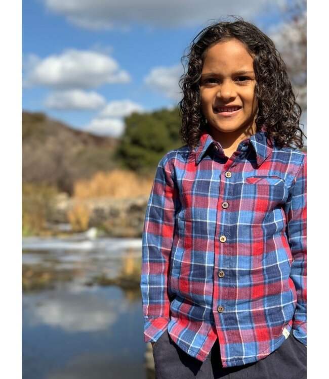 Me & Henry China/Rust Plaid Lined Atwood Woven Shirt