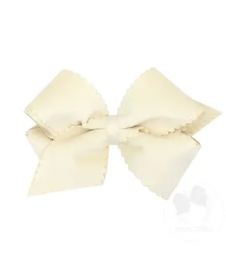 Wee Ones King Scallop Edge Velvet Bow - Antique White