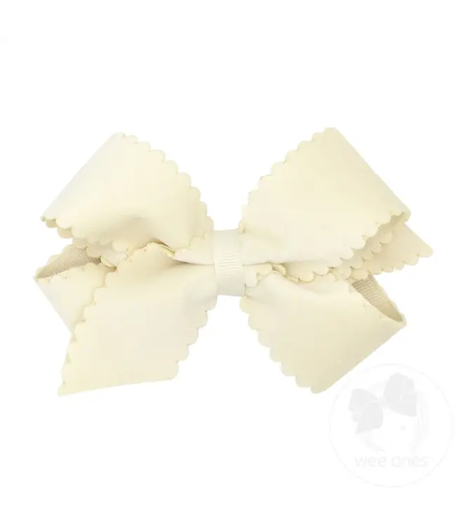 Wee Ones MED Scallop Edge Velvet Bow-ANW
