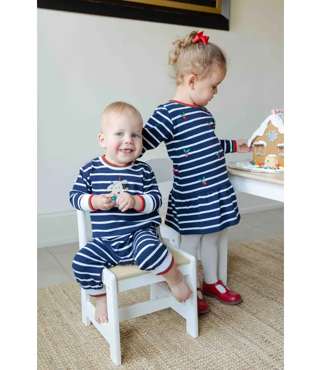 Florence Eiseman Stripe Knit Longall w/Holiday Lights & Dog