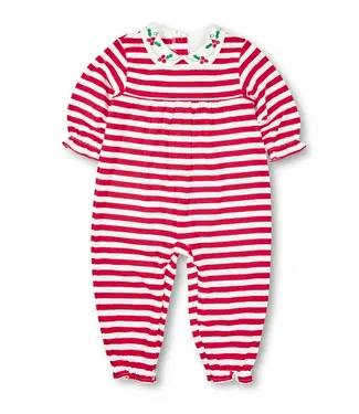 Florence Eiseman Stripe Knit Longall w/Embroidered Holly