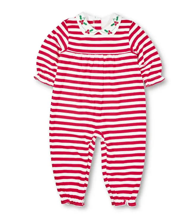 Florence Eiseman Stripe Knit Longall w/Embroidered Holly