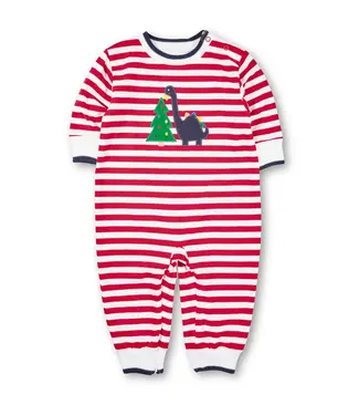 Florence Eiseman Stripe Knit Longall w/Dino & Christmas Tree