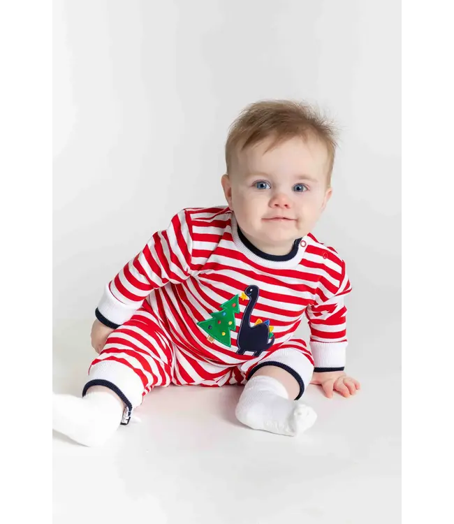 Florence Eiseman Stripe Knit Longall w/Dino & Christmas Tree