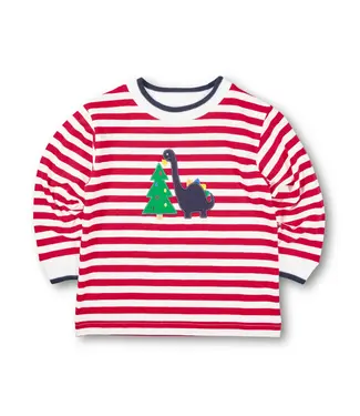 Florence Eiseman Stripe Knit Shirt w/Dino & Christmas Tree