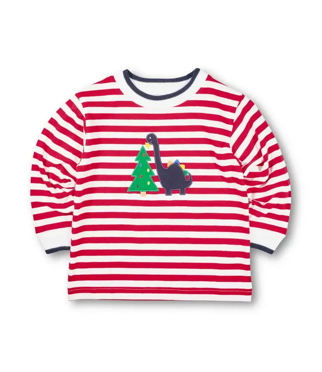 Florence Eiseman Stripe Knit Shirt w/Dino & Christmas Tree