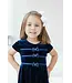 Florence Eiseman Navy Stretch Velvet Dress w/Pearls