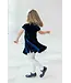 Florence Eiseman Navy Stretch Velvet Dress w/Pearls