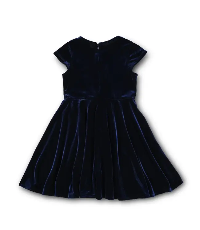 Florence Eiseman Navy Stretch Velvet Dress w/Pearls