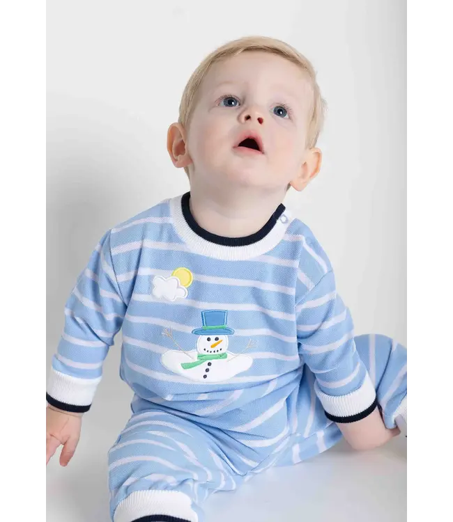 Florence Eiseman Stripe Knit Longall w/Melting Snowman