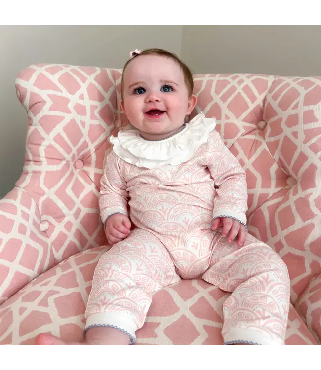 Heyward House Pink Scallop Playsuit w/Ruffle Collar