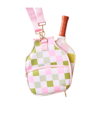 the darling effect Pink/Green Check Pickleball Paddle Case