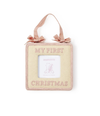 cupcakes & cartwheels Baby's First Christmas Photo  Frame Ornament-Pink