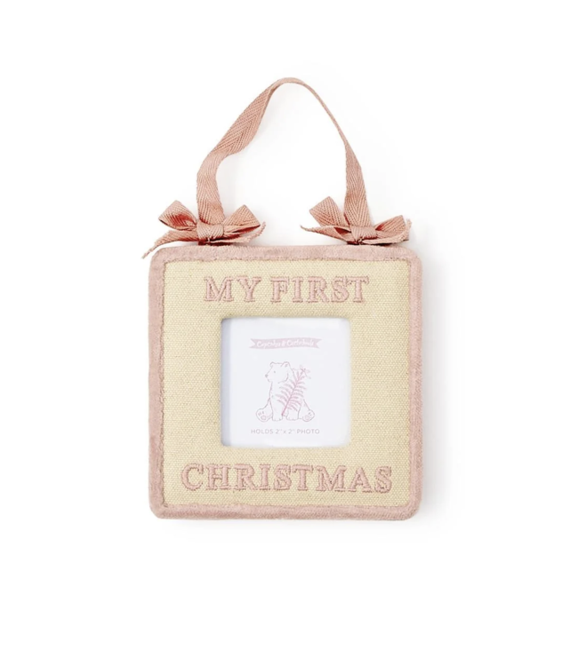 cupcakes & cartwheels Baby's First Christmas Photo  Frame Ornament-Pink