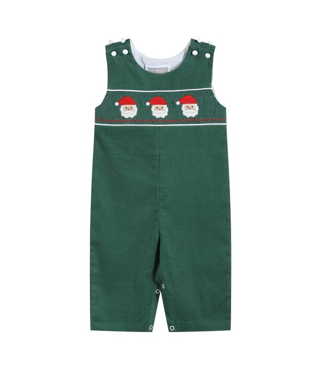 tutu&lulu Green Corduroy Santa Smocked Overalls