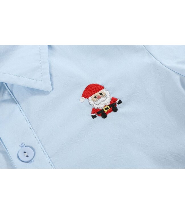 tutu&lulu Lt. Blue Santa Dress Shirt