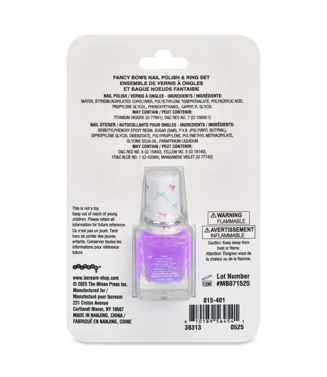 Iscream Fancy Bows Nail Polish w/ Ring Set