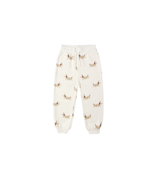 Rylee & Cru Ivory Christmas Dogs Jogger Sweat Pant