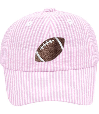 Bits & Bows Pink/White Seersucker Football Cap
