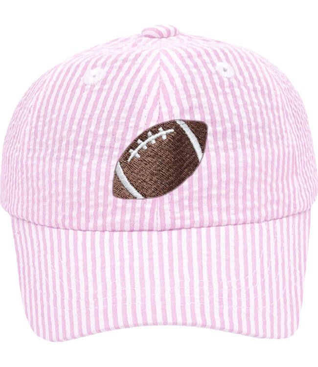 Bits & Bows Pink/White Seersucker Football Cap