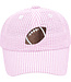 Bits & Bows Pink/White Seersucker Football Cap