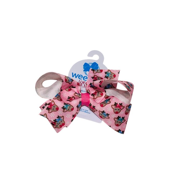Wee Ones MED Christmas Print Bow-RND