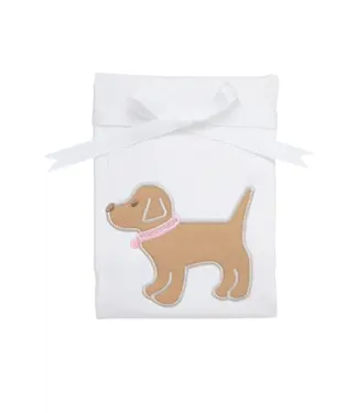 3 Marthas Pink Puppy Applique Burp Cloth