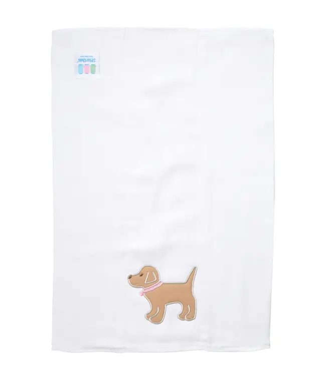 3 Marthas Pink Puppy Applique Burp Cloth