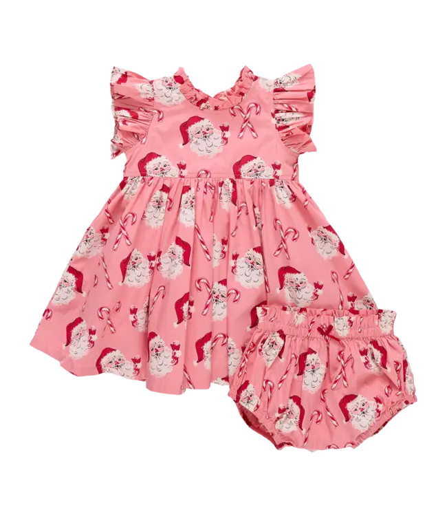 Pink Chicken Candy Cane Santa Jennifer Dress Set