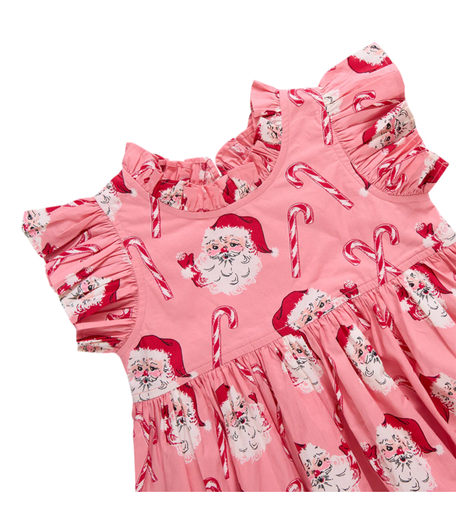 Pink Chicken Candy Cane Santa Jennifer Dress Set