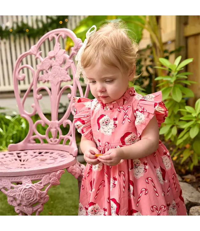 Pink Chicken Candy Cane Santa Jennifer Dress Set