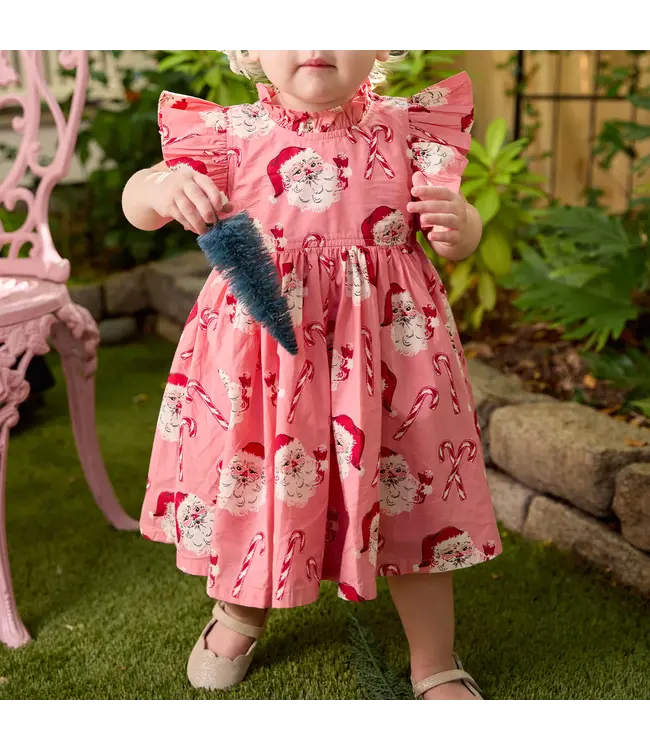 Pink Chicken Candy Cane Santa Jennifer Dress Set