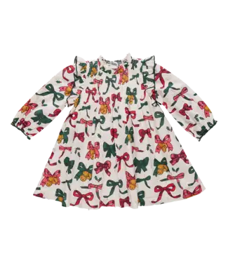 Pink Chicken Christmas Bows and Bells Jaipur Dress