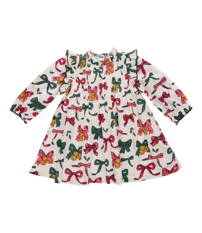 Pink Chicken Christmas Bows and Bells Jaipur Dress