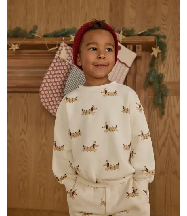 Rylee & Cru Ivory Christmas Dogs Sweatshirt