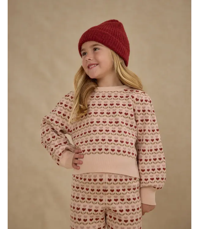 Rylee & Cru Petal Jacquard Knit Ruby Hearts Set